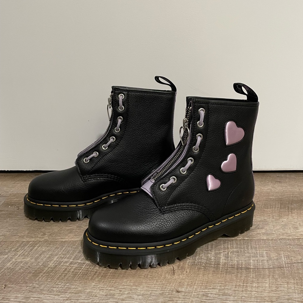 Dr. Martens Purple Zip Heart Boots